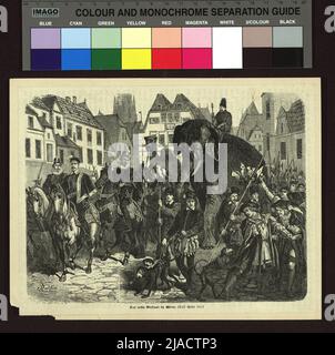 Illustration du livre : le premier éléphant à Vienne (14 avril 1552). Vinzenz Katzler (1823-1882), illustrateur Banque D'Images