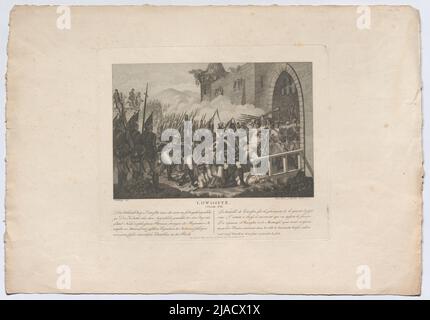 Lowesitz / octobre 1st 1756. / La bataille de Losositz a été la première dans les sept ans Krie = / ge. ...'. La bataille de Logosiz (Lovosice) en Bohême le 1 octobre 1756. Meno Haas (1752-1833), Copper Engraver, d'après: Heinrich Anton Dähling (1773-1850), Drawer Banque D'Images