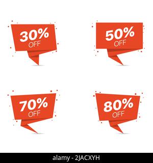 Ensemble d'étiquettes rouges à vecteur de réduction Illustration de Vecteur