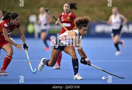 Stratford, Royaume-Uni. 29th mai 2022. Angleterre V Espagne Womens FIH Pro League. Centre de hockey Lee Valley. Stratford. Darcy Bourne (Angleterre) pendant le match de hockey de la Ligue professionnelle de football Angleterre V Espagne Womens FIH. Credit: Sport en images/Alamy Live News Banque D'Images