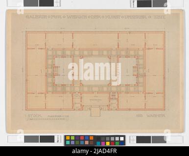 Galerie moderne, plan d'étage 1st étages. Otto Wagner (1841-1918), architecte Banque D'Images