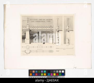 Quelques croquis, projets et bâtiments exécutés ', Volume II, Blatt 27,' étude pour la Galerie de la ligne de Donaucanal ', plan d'étage, minerai et coupures. Otto Wagner (1841-1918), architecte Banque D'Images