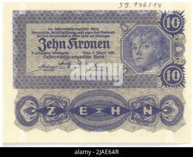 Billet de banque, 10 couronnes. Rudolf Rössler (1864-1934), artiste, Rudolf Junk (1880-1943), artiste, Banque autrichienne-hongroise de gestion autrichienne, MINT Authority Banque D'Images