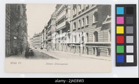 4th, Johann-Strauß-Gasse-vue vers Wiedner Hauptstraße, carte postale. Sperlings Postkartenverlag (M. M. S.), producteur Banque D'Images