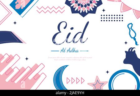 EID Adha Mubarak islamique événement Memphis carte-cadeau contexte Illustration de Vecteur