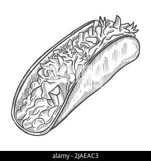 tacos fast food simple isolé dessin à la main avec illustration vectorielle de style Banque D'Images