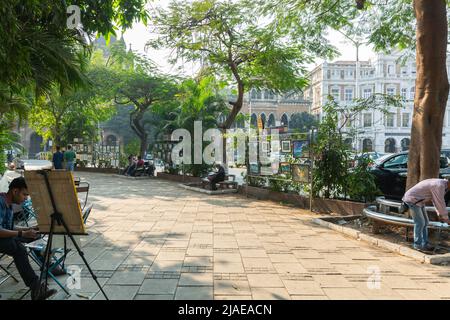Mumbai, Inde - 14 février 2020 : rue, passerelle à colaba mumbai Banque D'Images