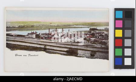 19th, panorama de Nußdorf, du Nussberg, vue sur le Danube, carte postale. Inconnu Banque D'Images