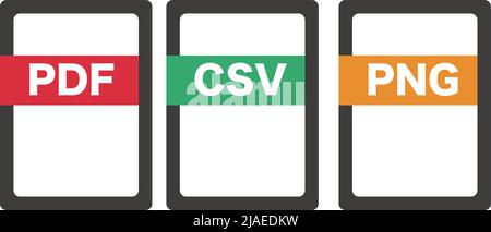 Icône de format de fichier PDF CSV PNG. Vecteur modifiable. Illustration de Vecteur