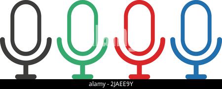 Jeu d'icônes de microphone colorées. Vecteur modifiable. Illustration de Vecteur
