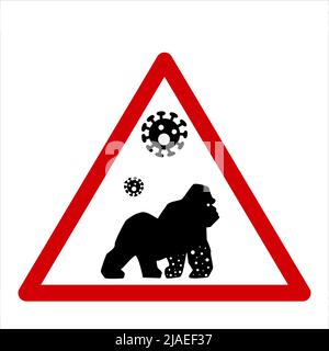 Illustration vectorielle de l'icône du singe avec des cellules virales. Nouveau virus Monkeypox 2022 - maladie transmise par le singe, singe dans simple modèle plat isolé Illustration de Vecteur