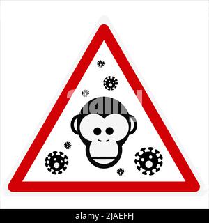 Illustration vectorielle d'icône de singe nouveau virus Monkeypox 2022 dans un simple style plat isolé sur fond blanc Illustration de Vecteur