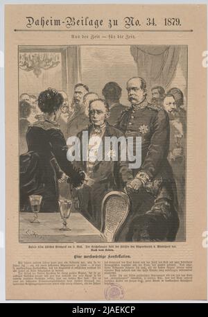 Soirée au Prince Bismarck le 3rd mai. Le chancelier fournit la princesse à l'adjoint c. Windthorst auparavant. '. Soiree au prince Otto von Bismarck ; le chancelier présente son épouse Johanna von Puttkamer au député Ludwig Windthorst (de Domen-Güberage au n° 34. 1879. '). Inconnu Banque D'Images