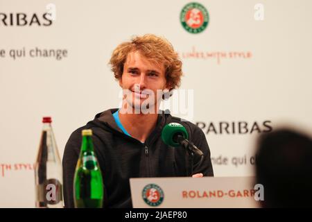 Paris, France. 29th mai 2022. Tennis : Grand Chelem/visite WTA/visite ATP - French Open. Alexander Zverev parle lors d'une conférence de presse. Credit: Frank Molter/dpa/Alay Live News Banque D'Images