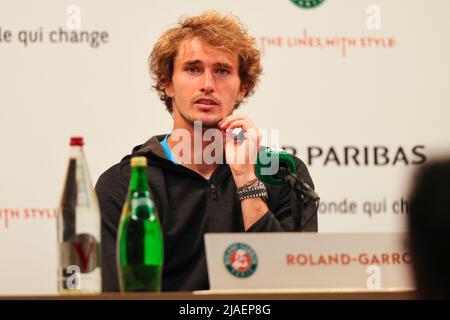 Paris, France. 29th mai 2022. Tennis : Grand Chelem/visite WTA/visite ATP - French Open. Alexander Zverev parle lors d'une conférence de presse. Credit: Frank Molter/dpa/Alay Live News Banque D'Images