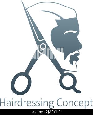 Black Man coiffeur Barbershop salon de coiffure icône Illustration de Vecteur