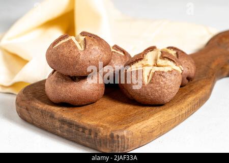 Biscuits de tahini. Cookies sur fond blanc. Gros plan Banque D'Images