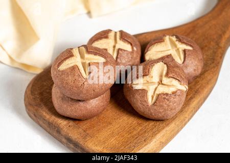 Biscuits de tahini. Cookies sur fond blanc. Gros plan Banque D'Images