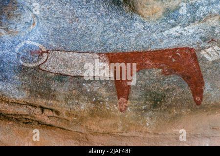 Vue intérieure incroyable photos des formations de grottes de Laas Geel - les plus anciennes peintures de grottes connues dans la Corne de l'Afrique Banque D'Images