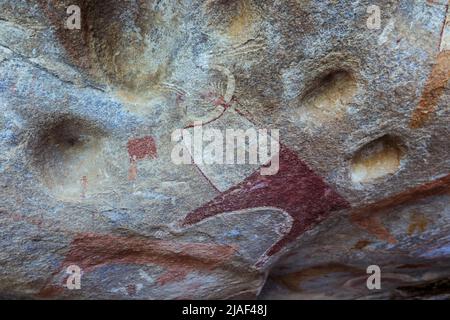 Vue intérieure incroyable photos des formations de grottes de Laas Geel - les plus anciennes peintures de grottes connues dans la Corne de l'Afrique Banque D'Images