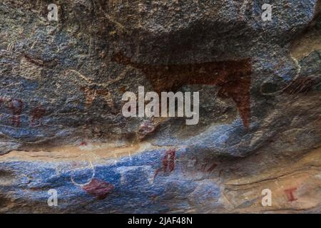 Vue intérieure incroyable photos des formations de grottes de Laas Geel - les plus anciennes peintures de grottes connues dans la Corne de l'Afrique Banque D'Images