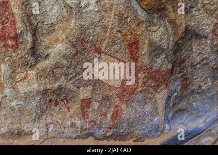 Vue intérieure incroyable photos des formations de grottes de Laas Geel - les plus anciennes peintures de grottes connues dans la Corne de l'Afrique Banque D'Images