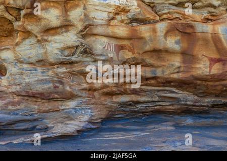 Vue intérieure incroyable photos des formations de grottes de Laas Geel - les plus anciennes peintures de grottes connues dans la Corne de l'Afrique Banque D'Images