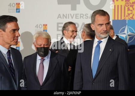 Madrid, Espagne. 30th mai 2022. Le roi Felipe VI et Pedro Sánchez ainsi que le secrétaire général de l'OTAN, Jens Stoltenberg, assistent à la loi pour l'anniversaire de l'entrée de l'Espagne dans l'OTAN en 40th. Madrid 30 mai 2022 El Rey Felipe VI y Pedro Sánchez junto al al Secretario General de la OTAN, Jens Stoltenberg, asisten al acto por los 40 años del ingreso de España en la OTAN. Madrid 30 de Mayo de 2022 797/David/Cormon presse crédit: CORMON PRESSE/Alay Live News Banque D'Images