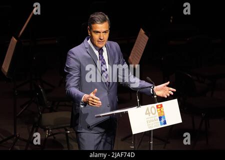 Madrid, Espagne. 30th mai 2022. Le roi Felipe VI et Pedro Sánchez ainsi que le secrétaire général de l'OTAN, Jens Stoltenberg, assistent à la loi pour l'anniversaire de l'entrée de l'Espagne dans l'OTAN en 40th. Madrid 30 mai 2022 El Rey Felipe VI y Pedro Sánchez junto al al Secretario General de la OTAN, Jens Stoltenberg, asisten al acto por los 40 años del ingreso de España en la OTAN. Madrid 30 de Mayo de 2022 797/David/Cormon presse crédit: CORMON PRESSE/Alay Live News Banque D'Images