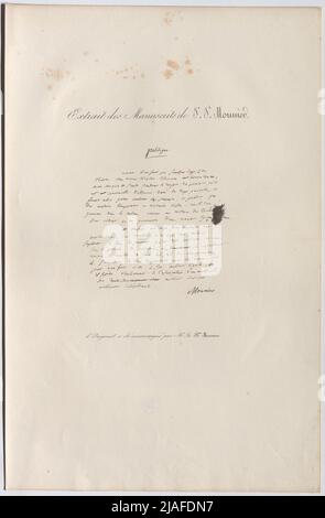 Extrait du manuscrit de jn. Century Mounier. '. Extrait d'une lettre intitulée «Politique» de Jean Joseph Mounier. Inconnu Banque D'Images