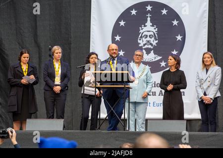 Prix Charlemagne à Aix-la-Chapelle aux combattants de la résistance bélarussienne Svetlana Tikhanovskaya, Veronica Tsepkalo, Tatsiana Khomich, Maria Kalesnikav Banque D'Images