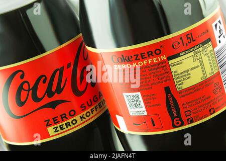 2 Flaschen Coca-Cola Zero Koffein sucre 1,5 litre Banque D'Images