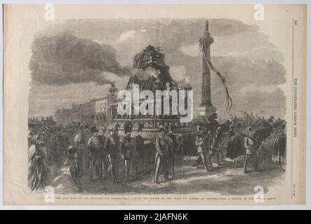 Funérailles du défunt roi des Belges: La voiture funéraire passant la colonne sur la place du Congres à Bruxelles. ' Nouvelles illustrées de Londres '). Inconnu Banque D'Images