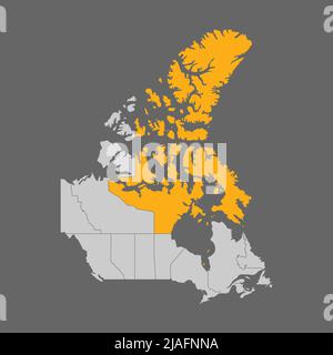 Territoire du Nunavut mis en évidence sur la carte du Canada Illustration de Vecteur