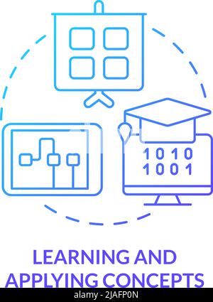 Apprendre et appliquer les concepts icône de concept de gradient bleu Illustration de Vecteur