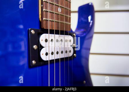 Guitare électrique bleue Banque D'Images