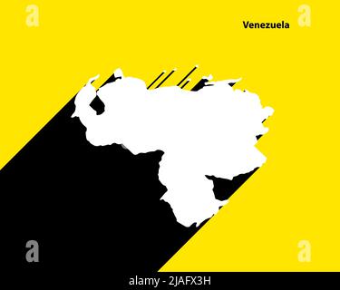 Venezuela carte sur affiche rétro avec ombre longue. Signe vintage facile à éditer, manipuler, redimensionner ou coloriser. Illustration de Vecteur