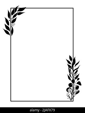 Motif floral rectangulaire cadre ou bordure isolé sur fond blanc - illustration vectorielle Illustration de Vecteur