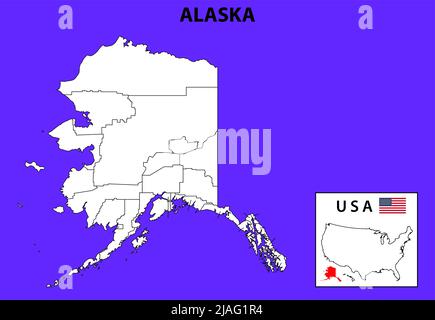 Carte de district de l'Alaska à Outline. Illustration de Vecteur