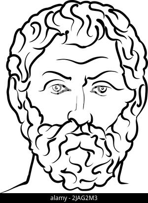 Thales de Miletus dessin vectoriel moderne. Croquis dessiné à la main par l'artiste Knut Hebstrit. Dessin pour utilisation sur tout projet marketing et pour la revente d'un Illustration de Vecteur