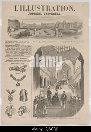 Voyage du roi en angletterre; conception du Roi Louis-Philippe par la pure Victoria au Bas du Grand Escalier de Windsor; Insigne dell'ordre de la (..) '. Le voyage du roi vers l'Angleterre; réception du roi de France Louis-Philippe par la reine Viktoria à Windsor; Insigne de l'ordre des pantalons (de' l'écruration, Journal Universal '). Inconnu Banque D'Images