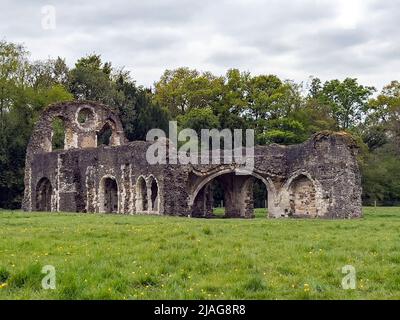 Ruines de l'abbaye de Waverley - la première abbaye cistercienne d'Angleterre. Fondé en 1128 par William Giffard, l'évêque de Winchester. Situé à environ 2 miles ( Banque D'Images