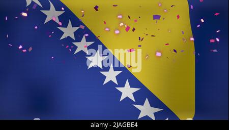 Image de confetti sur le drapeau de la bosnie-herzégovine Banque D'Images