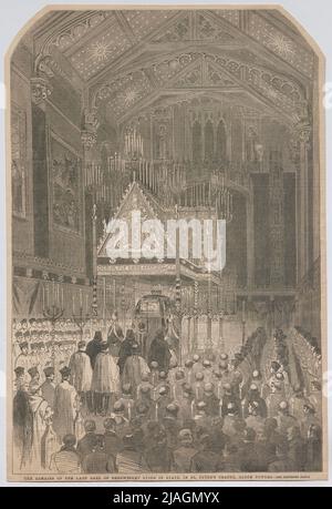 LES RESTES DU DÉFUNT COMTE DE SHREWSBURY, DANS L'ÉTAT, À ST. CHAPELLE DE PIERRE, TOURS D'ALTON.'. Aufbahrung des Comtes de Shrewsbury dans Alton Towers (aus 'Illustrated London News'). Inconnu Banque D'Images