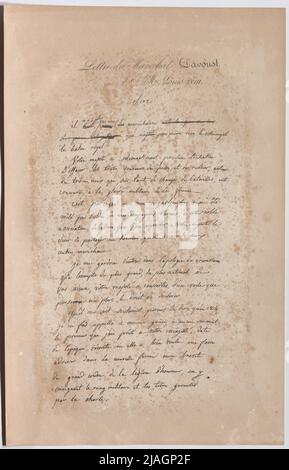 Lettre du maréchal DAVOUST à S. M. Louis XVIII '. Bref von marschall davoust an Ludwig XVIII., 1817. Inconnu Banque D'Images
