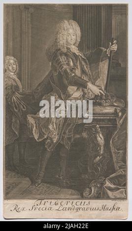 Fridericus Rex Sveciae Landgravius Hassia '. Friedrich I von Hessen-Kassel, roi de Suède, Landgrave de Hesse-Kassel. Georg Paul Busch († 1756), graveur de cuivre Banque D'Images
