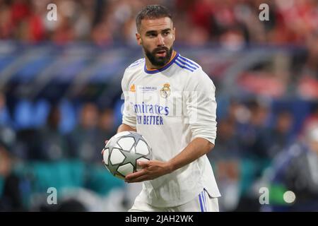 Paris, France, le 28th mai 2022. Daniel Carvajal du Real Madrid réagit lors du match de la Ligue des champions de l'UEFA au Stade de France, Paris. Le crédit photo devrait se lire: Jonathan Moscrop / Sportimage Banque D'Images