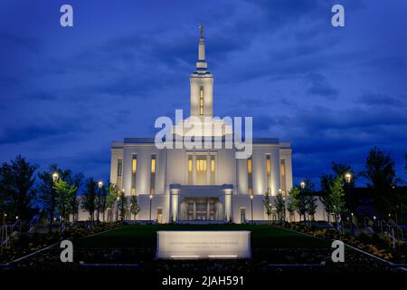 Pocatello Idaho LDS Temple bâtiment Mormon Église de Jésus Christ culte sacré de religion bâtiment Banque D'Images