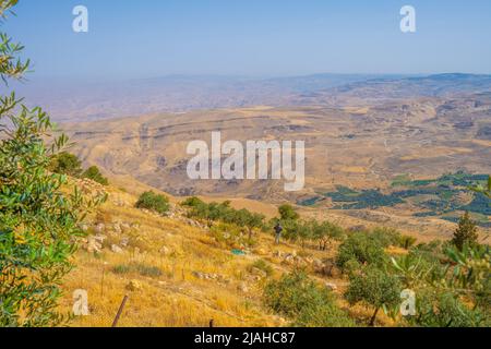 Vue sur la mer Morte depuis le mont Nebo. Moab dans l'ancien Testament Banque D'Images