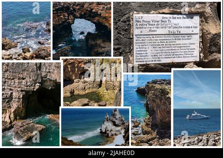 Boca do Inferno - Hell's Mouth est un gouffre situé dans les falaises de bord de mer près de la ville portugaise de Cascais, dans le quartier de Lisbonne Banque D'Images